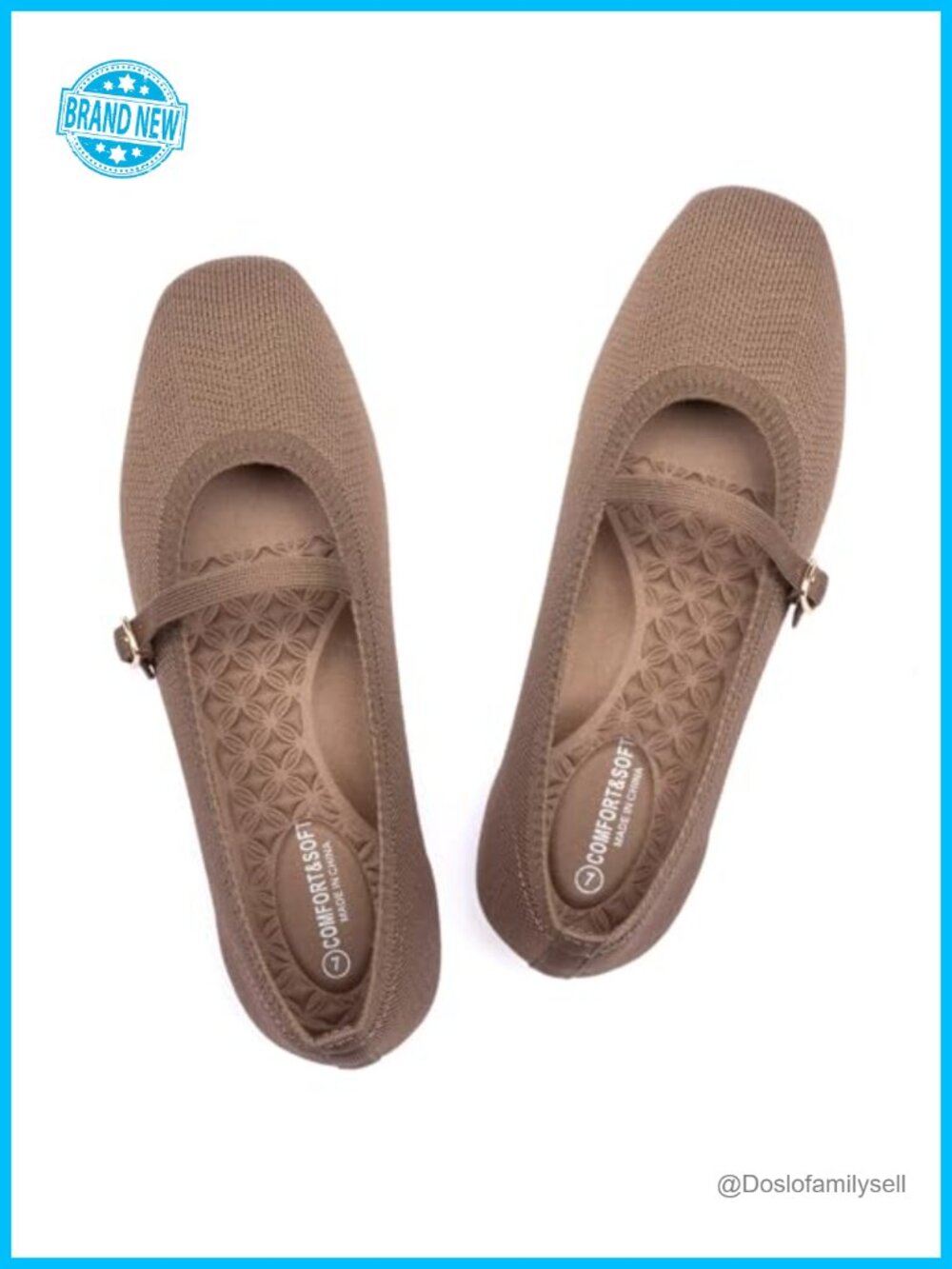 Mary Jane Flats Slip On Square Toe Washable Knit Comfortable Dressy Work